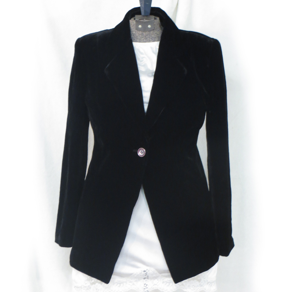 INC International Concepts Black Velvet Blazer